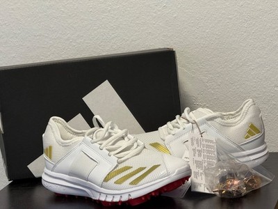 Adidas Jungen Howzat Spike Junior Cricket Schuhe Ftwr White Gold Ruby Gr. 35,5