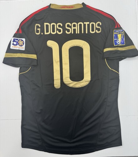 2011 Mexico Away Retro Jersey Gio Dos Santos #10 Vintage Iconic Black Gold Cup