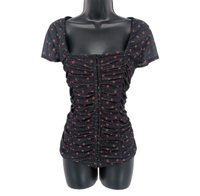 Strawberry Mesh Ruched Top Y2K Coquette Fairy Indie Sleaze Whimsigoth Plus 1X