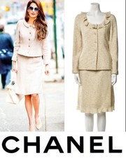 Chanel Vintage 1999 White Tweed Ruffle Jacket Skirt 2pc Set 34 36 2 4 Coat S M