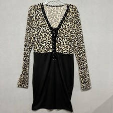 Animal Print Dress Womens Sz 4 Lace up Animal Print Whimsigoth Grunge Boss lady