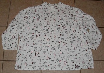 LIZ & ME White Christmas Print Plus Sz 22/24 Soft Stretchy Cotton Mock Neck Top