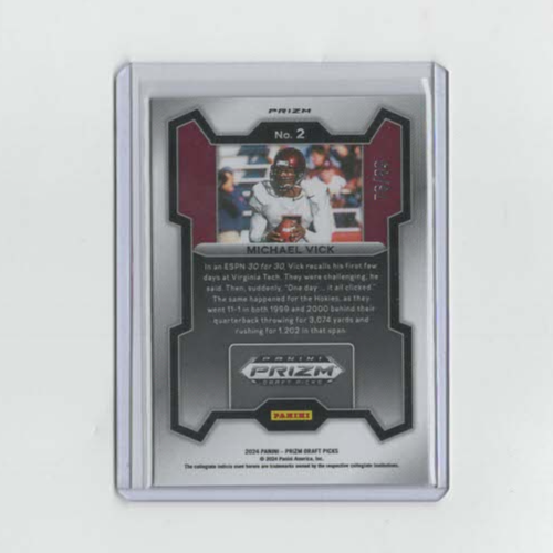 Michael Vick 2024 Panini Prizm Draft Blue Finite Prizm /89 Virginia Tech - Bild 2 von 2