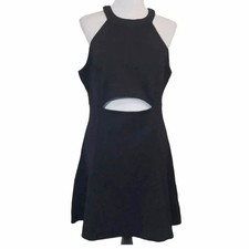 G by Guess Womens Black Halter Cutout Fit and Flare Dress Size L R52K0600000
