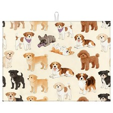 Cute Cartoon Dogs Dish Drying Mat for Kitchen Counter Animal Absorbent Microf...
