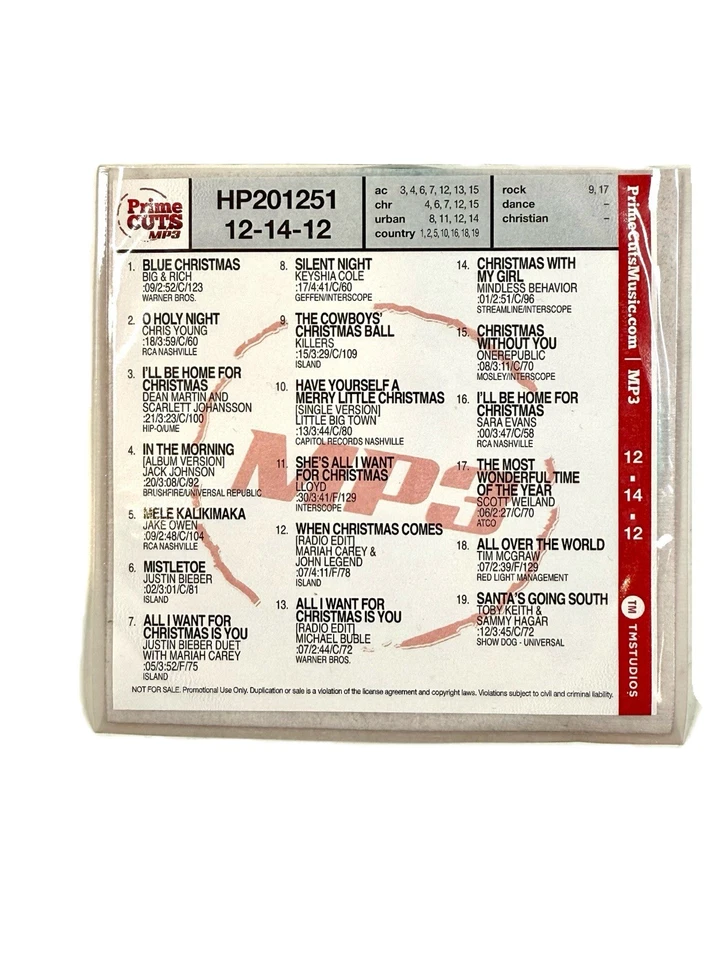 RARE Radio Only Christmas Promo CD 2012 Scott Weiland Tim McGraw Justin Bieber Foto 2 de 4