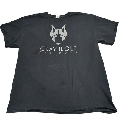 #ad #ad Gildan Mens XL Gray Wolf Off Road Graphic Outdoor Streetwear Black Cotton Shirt $9.99