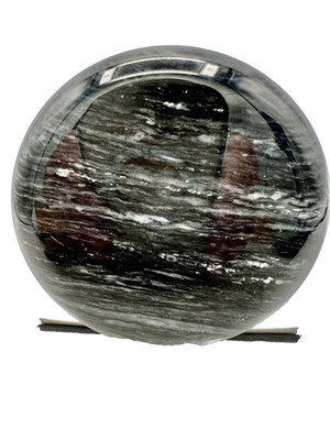 Vintage Paperweight Marble Craft - Black Marble Round Trinket Box/