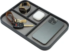 Leather Catchall Multitray (Design 2) - 11.65 X 7.75 X 0.8, Mountain Design Embo