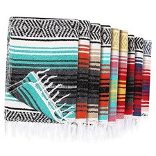 9 Pcs Mexican Blanket Bulk Large Yoga Blanket Striped Falsa with Bright Colors
