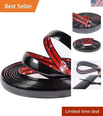 All-Vehicle 18Ft Car Trim Molding - Elegant Gloss Black, Quick Adhesive Install