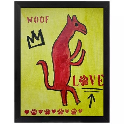 Impressionism 9 x 12 Colorful Tall Pup Modern Street Art Playful Painting