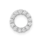 14k White Gold Prong Set Diamond Small Circle Slide Cut Out Pendant 0.26 Ct.