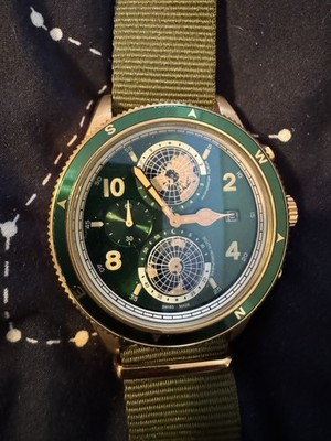 Montblanc 1858 Automatic Chronograph Date Green Dial 42mm Gold Case 100m