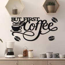 Ferraycle Coffee Bar Decor Metal Rustic Sign Hanging Wall Art for Home Office K