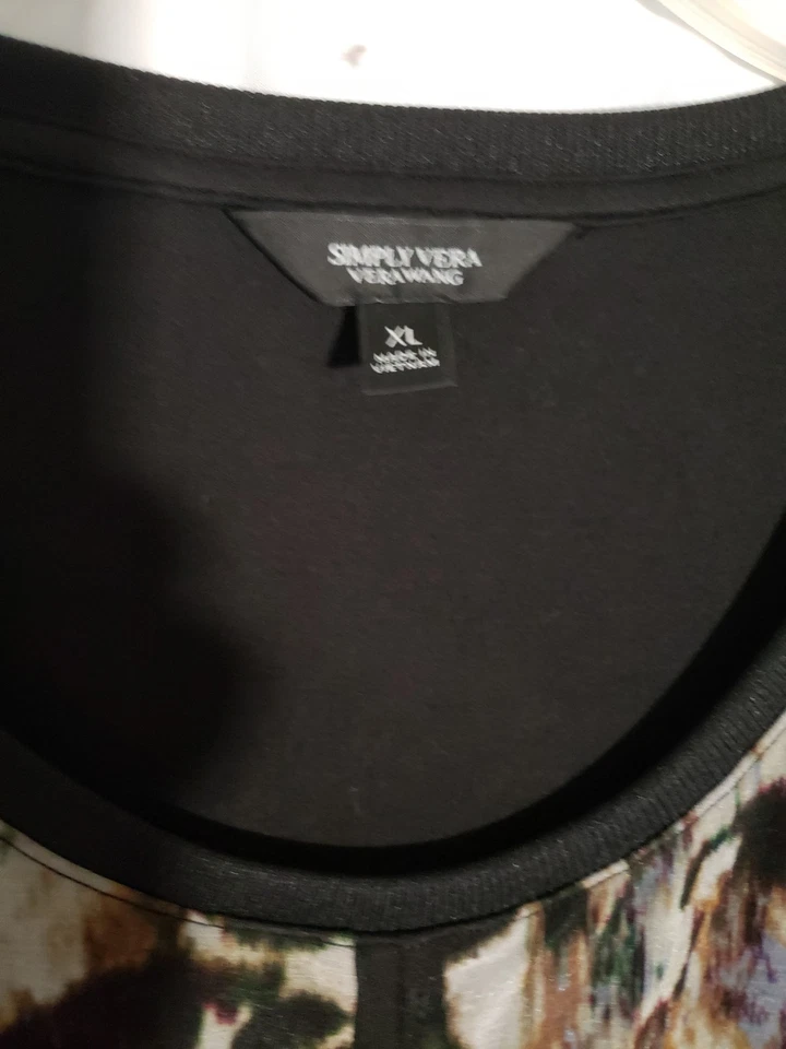 Top de mujer Simply Vera Wang manga larga negro/blanco, talla XL Foto 3 de 4