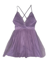 NWT windsor purple mini dress party deep v neck tutu prom event women’s small