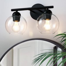 Black Bathroom Light Fixtures, 2 Light Bathroom Vanity Light with Globe Glass...