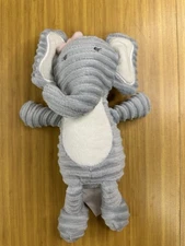 Chickpea Chick Pea Plush Elephant Gray Ribbed 11" Lovey Baby  Toy w Pink Bow