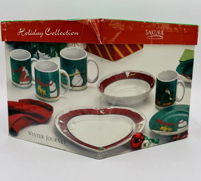 Sakura Winter Journey 16 PC Dinnerware Set Holiday Collection by Oneida NEW