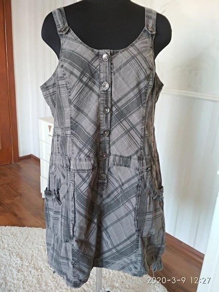 Women Etam Dress Grey Cotton 46 / 3XL