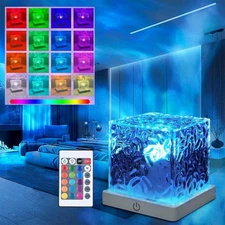 Ocean Wave Aurora Projector Lamp 16 Colors LED Night Light Bedroom Rechargeable