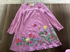 Mini Boden Purple Embroidered Cat Flowers Animal Dress Appliqu  5-6