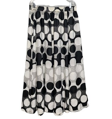 Womens Mlle Gabrielle Skirt Black White polka dot Large lightweight retro A LINE