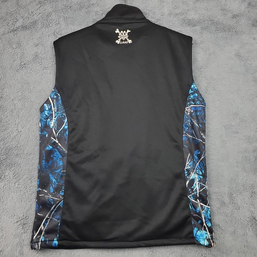 Men’s/Women's Unisex XL MOONSHINE CAMO Vest Black w/Blue Gray Camo Full Zip NWTO - Picture 20 of 20