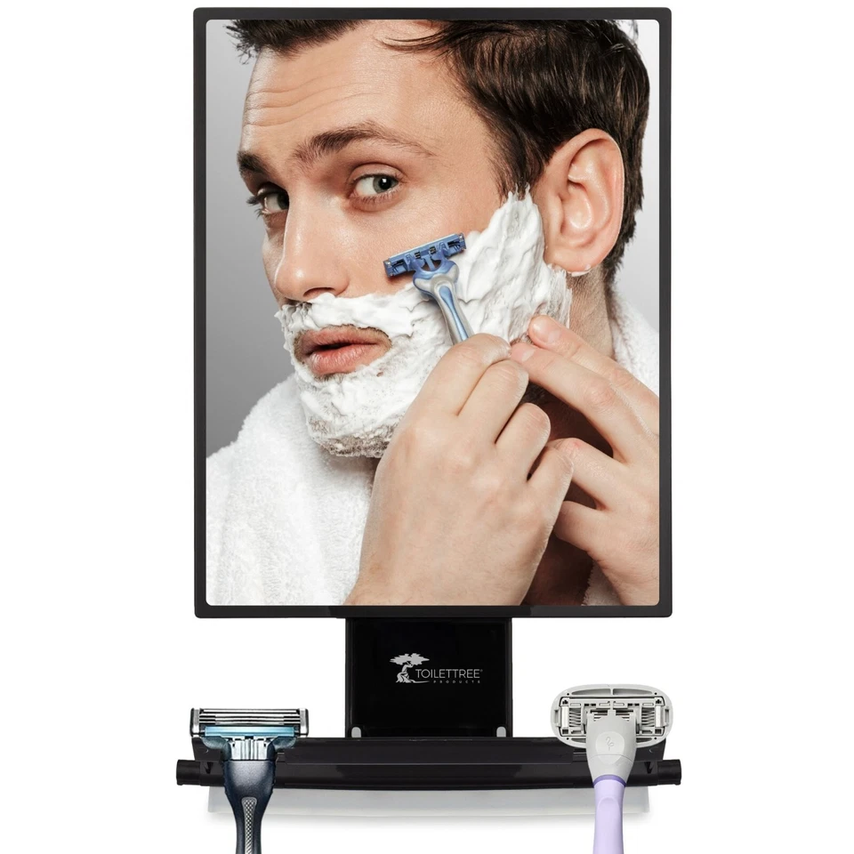Fogless Shower Shaving Mirror Razor Holder Squeegee and Organizer - Image 2 of 4