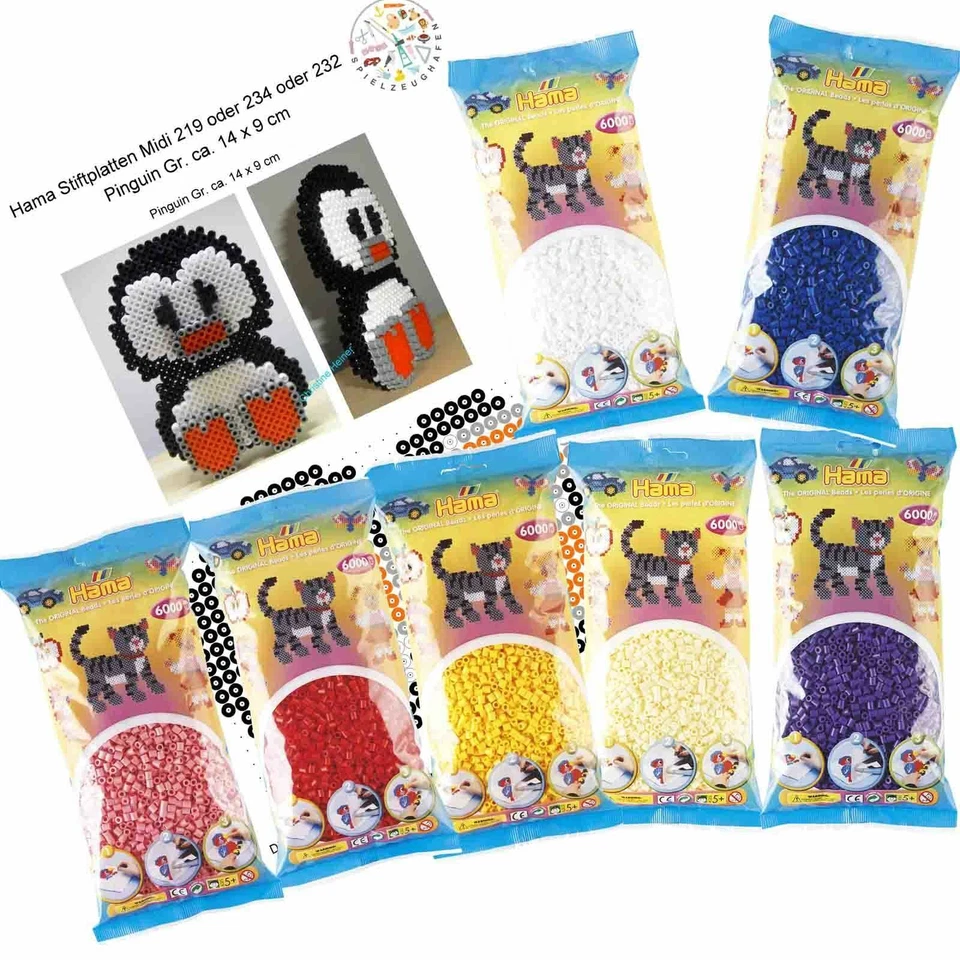 Hama 6000 Midi Bügelperlen 205- ALLE FARBEN Ø 5 mm Perlen Steckperlen Beads