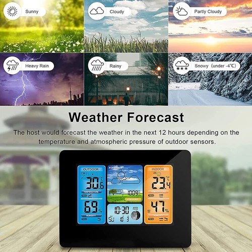 Digital LCD Indoor & Outdoor Weather Station Clock Calendar Thermometer Wireless - Picture 6 of 16