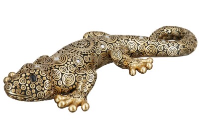 Casablanca Gecko Tarentola aus Polyresin schwarz gold 37 cm Salamander 37688