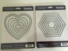 Crafters Companion Threaders HEX & HEART NEST DIES FOR FABRIC New 568343 C48