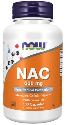 NOW Foods NAC Supplement 100 Count Vegan Non GMO Free Radical Protection