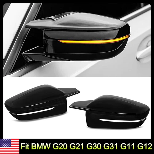 For BMW G20 G21 G30 G31 330i 550i Gloss Black Side Mirror Caps Rearview Cover