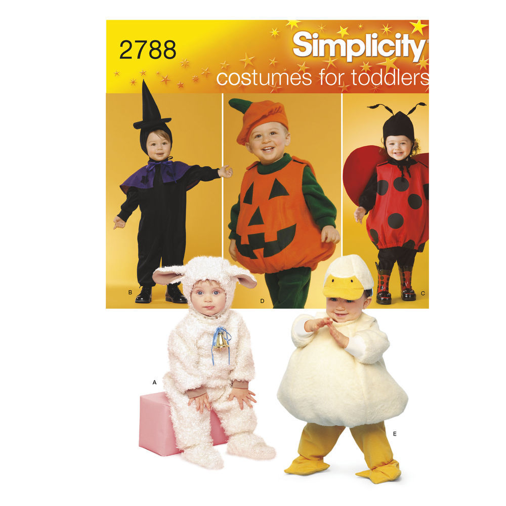 Simplicity SEWING PATTERN 2788 Toddlers Duck,Lamb,Witch,Pumpkin,Ladybug Costumes