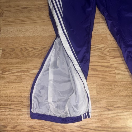 Adidas Hose Erwachsene XL lila Windbreaker Jogger Nylon Streifen Track gefüttert Vintage - Bild 6 von 10