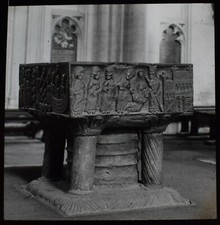 ANTIQUE Magic Lantern Slide WINCHESTER CATHEDRAL FONT C1910 PHOTO