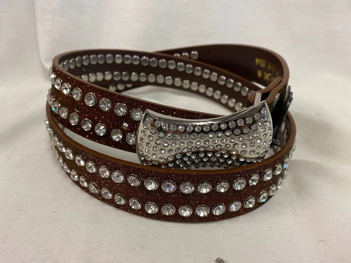 Rhinestone Studded Western Belt Faux Leather Bling Cowgirl Cowboy Accessory Rhinestone Western Belt: Cowgirl Cowboy Turquoise Studded PU  main image 3
