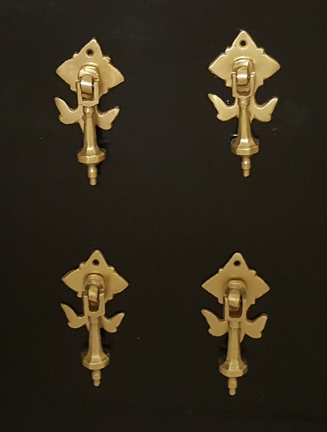 4 Antique Brass Pendant Drawer Pulls with Backplate Look Like Angels