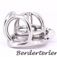 Small Stainless Steel Male Chastity Cage with Anti-off Ring Locking Metal Ring