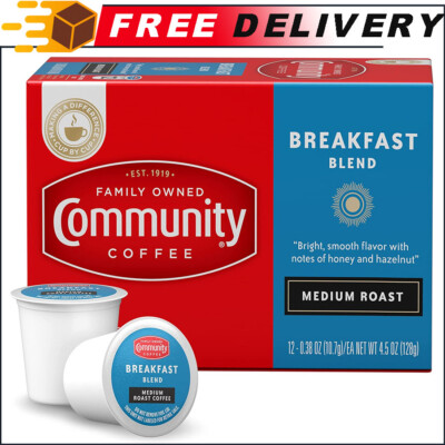 Community Coffee Breakfast Blend Coffee Pods, Medium Roast For Keurig 12ct
