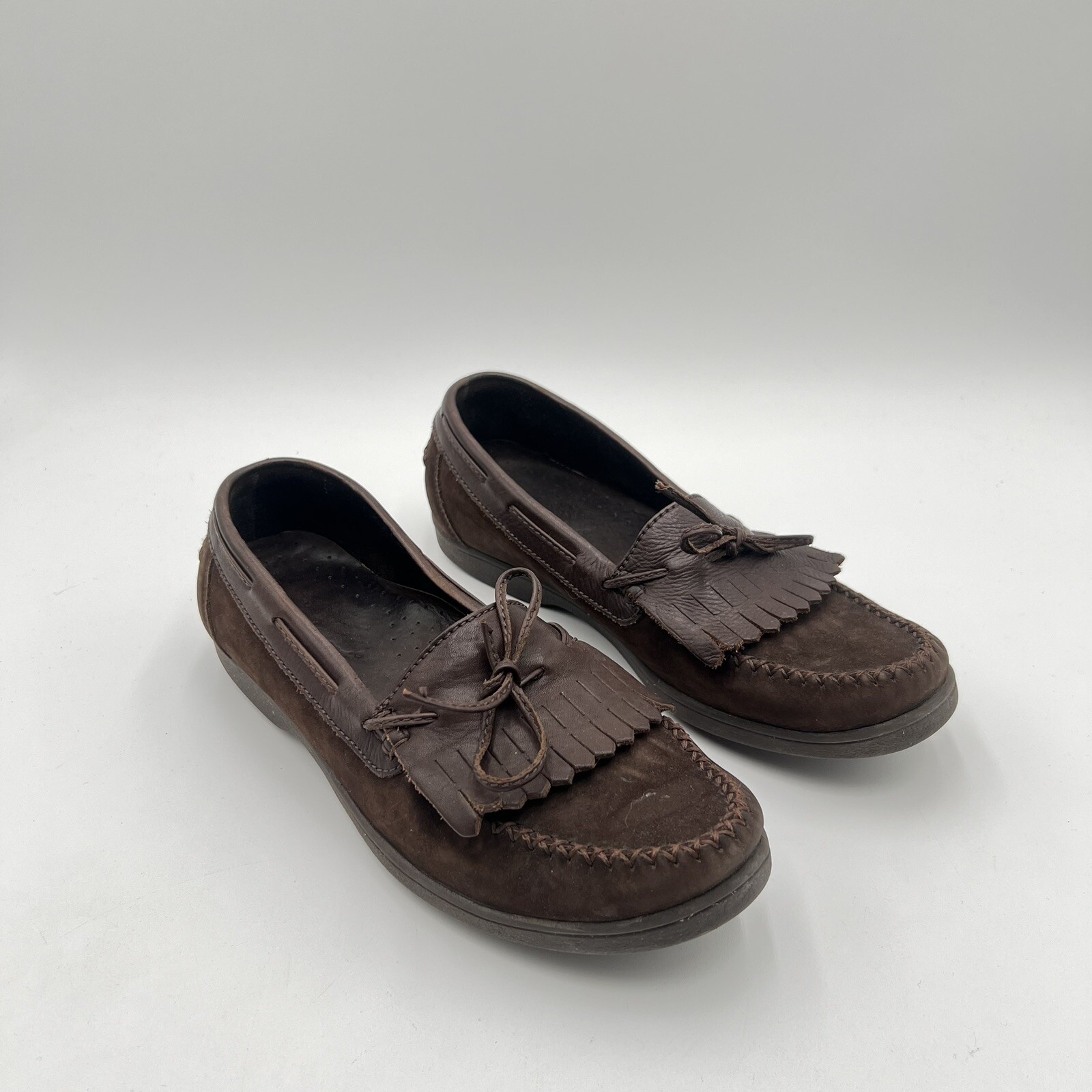 SAOLA Mocassini da uomo marroni Rockport taglia 10 W pelle scamosciata con nappa