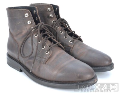 THURSDAY BOOT CO Solid Brown Leather Mens Shoes Plaintoe Ankle Boots 