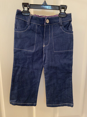 Egg Love Dark Wash Adjustable Waist Denim Jeans Baby Girls Size 18-24 Months