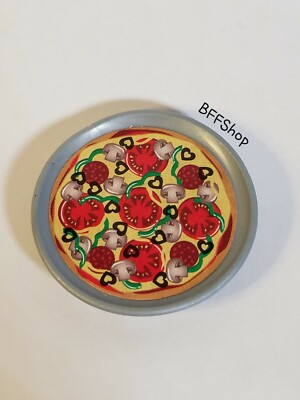 MATTEL PIZZA PLATE BARBIE ACCESSORY FOOD DOLLHOUSE DISPLAY PRETEND
