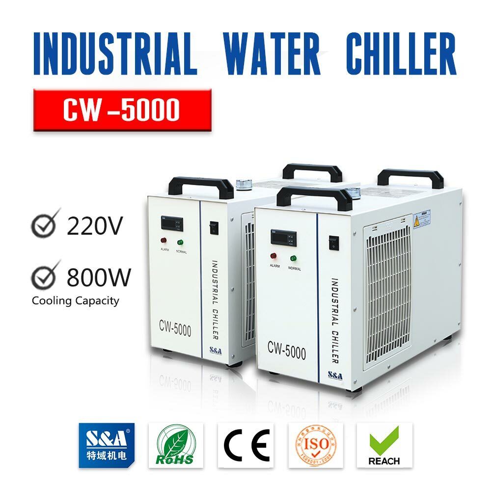 Enfriador de agua industrial S&A CW-5000AG (AC220V 50Hz) para refrigeración de 80W...