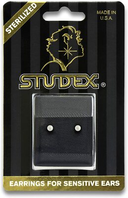 STUDEX Sensitive White Pearl Earrings 3mm Hypoallergenic Nickel Free Gold plated