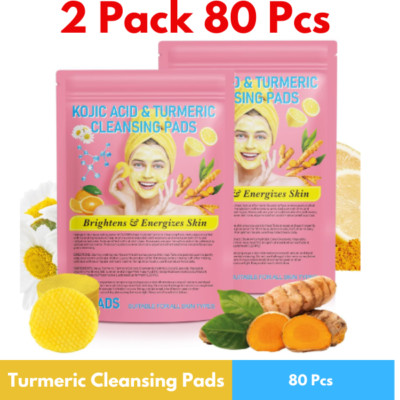 Kojic Acid And Turmeric Cleansing Pads Helps Balance Skin Oil And Water, 80 Pcs